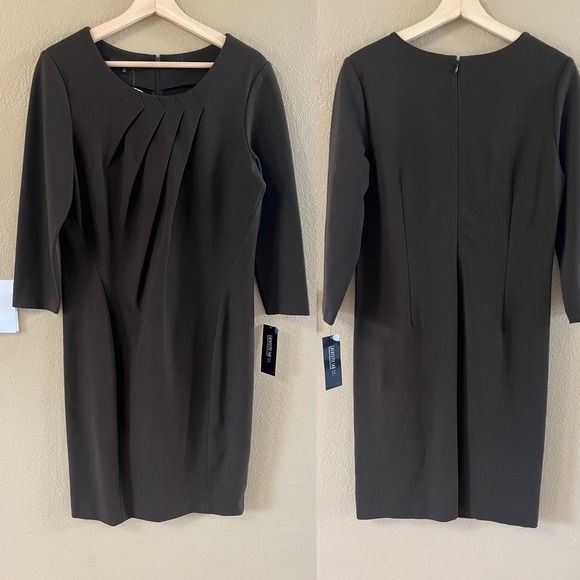 NEW Lafayette 143 New York brown 3/4 sleeve sheath Dress - Picture 1 of 8
